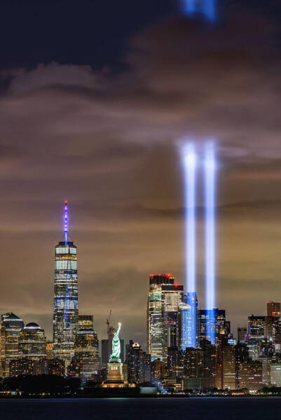 New York Skyline with Tribute Lights Wall Art