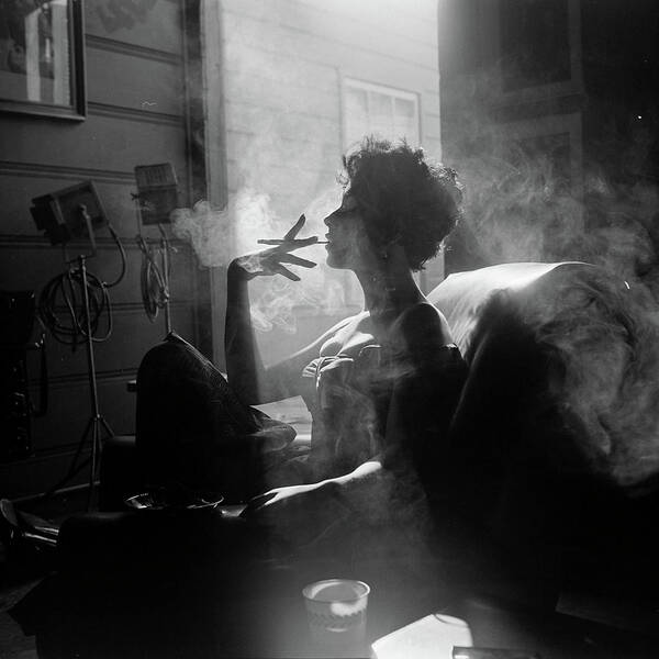 Rita Moreno Smoking in Silhouette Wall Art