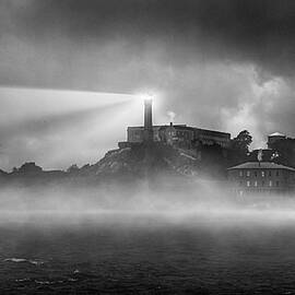 Echoes of Alcatraz - Black and White Fine Art Lighthouse Print, Alcatraz Gift Shop by John Hamlon
