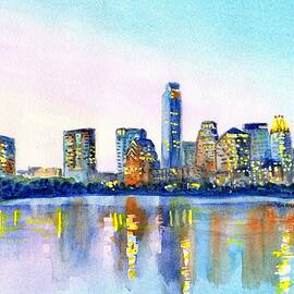 Austin Texas Skyline by Carlin Blahnik CarlinArtWatercolor