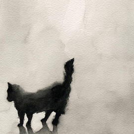 Black Cat Watercolor Painting by Beverly Brown