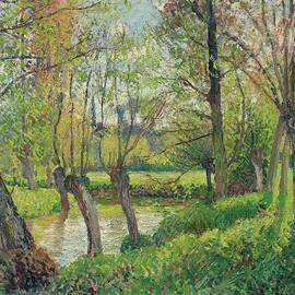 Bords De Lepte A Eragny, Soleil Couchant by Camille Pissarro