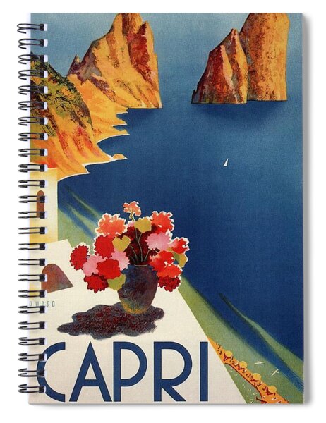 Scenic Capri Coastline with Flowers Spiral Notebook