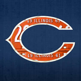 Chicago Bears Football Team Retro Logo Illinois License Plate Art by Design Turnpike