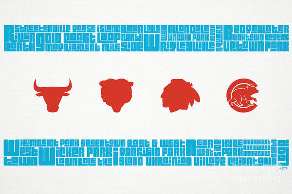 Chicago Sports Icons Typography Wall Art