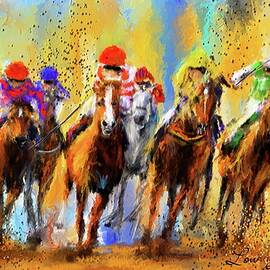 Colorful Horse Racing Impressionist Paintings by Lourry Legarde