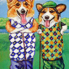 Corgi Golfers Pembroke Welsh Corgi by Lyn Cook