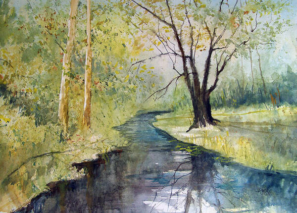 Serene Forest Stream with Trees Wall Art