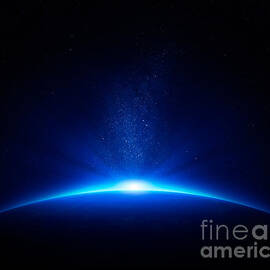 Earth sunrise in space by Johan Swanepoel