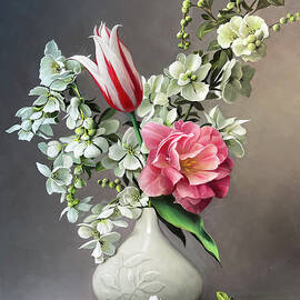Elegant Floral Arrangement in Vase by Pieter Wagemans