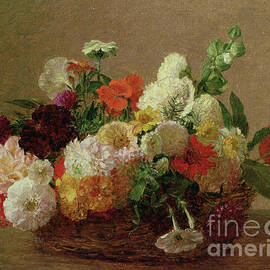 Flower Still Life by Henri Fantin-Latour by Henri Fantin-Latour