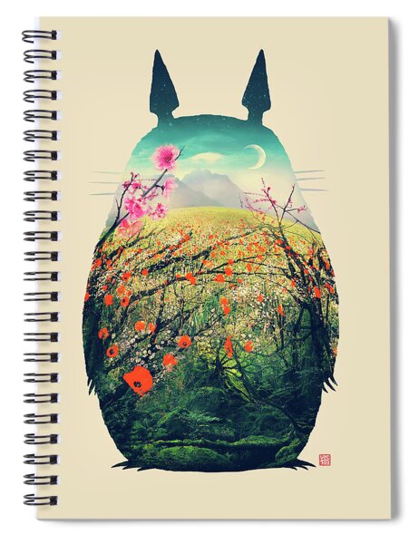 Totoro Floral Landscape Spiral Notebook