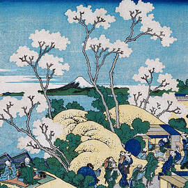 Fuji from Gotenyama at Shinagawa on the Tokaido by Hokusai by Hokusai