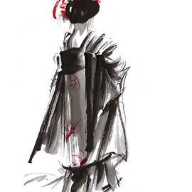 Geisha Kimono Painting, Geisha Art Print, Geisha Home Decor, Geisha Wall Decor, Geisha Abstract Art by Mariusz Szmerdt