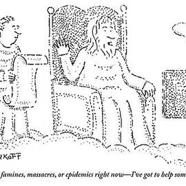 God Watches A Flat-screen Tv by Robert Mankoff