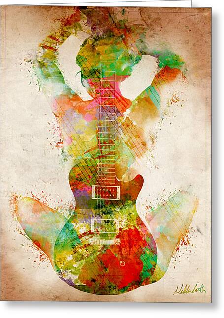 Colorful Guitar Silhouette Greeting Card