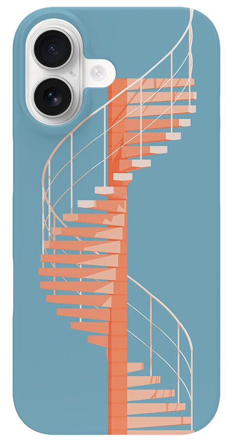 Spiral Staircase on Blue Background iPhone Case