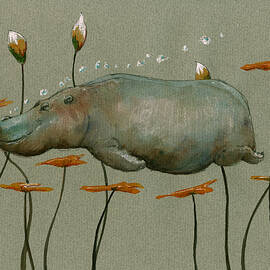 Hippo underwater by Juan  Bosco