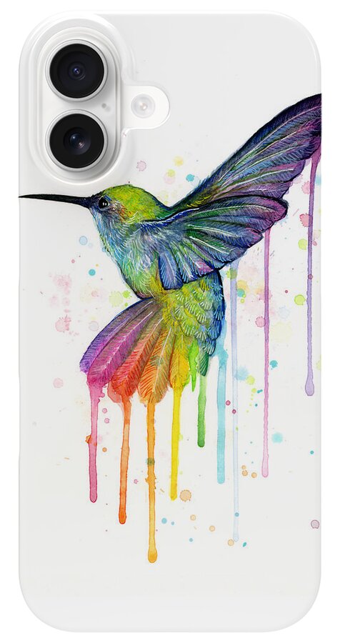 Vibrant Watercolor Hummingbird iPhone Case