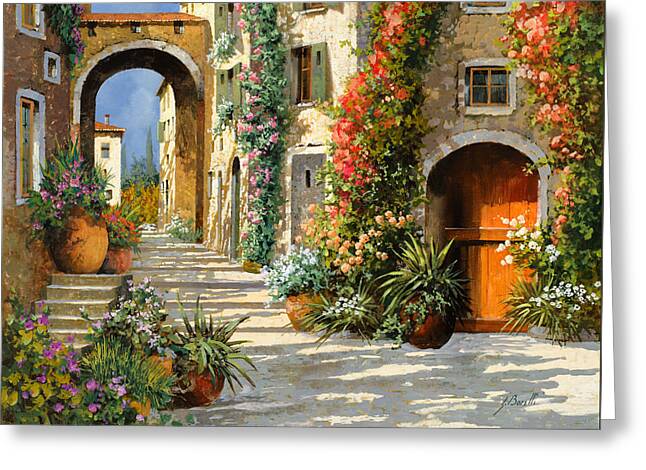 Charming Mediterranean Street Scene Greeting Card