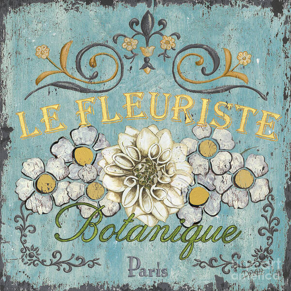 Vintage Floral Sign with French Text Wall Art