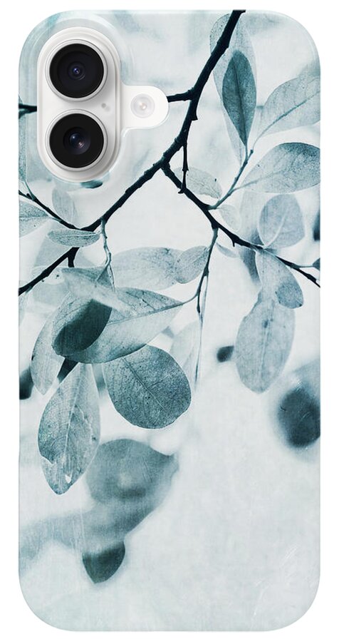 Dusty Blue Leaves on Branch iPhone Case