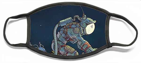 Futuristic Astronaut on Bicycle Face Mask