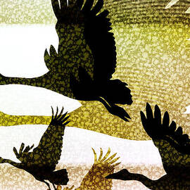 Magpie Geese in Flight by Holly Kempe
