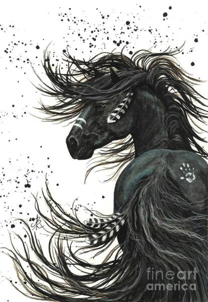 Majestic Black Horse in Motion Wall Art