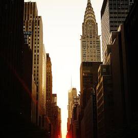 Manhattanhenge Sunset and the Chrysler Building  by Vivienne Gucwa
