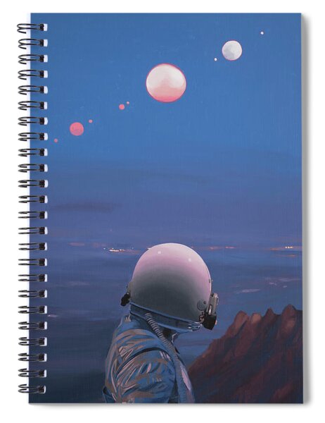 Astronaut Gazing at Moons Spiral Notebook