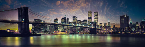 Brooklyn Bridge and Manhattan Skyline at Dusk Wall Art