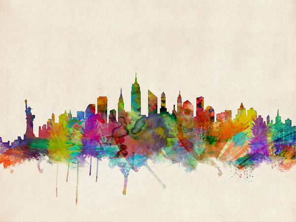 Colorful City Skyline Silhouette Wall Art