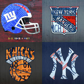 New York Sports Team License Plate Art Giants Rangers Knicks Yankees by Design Turnpike