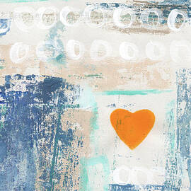 Orange Heart- abstract painting by Linda Woods