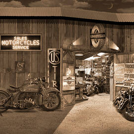 Outside The Old Motorcycle Shop - Spia by Mike McGlothlen