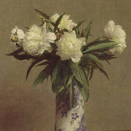 Peonies in a Blue and White Vase by Henri Fantin-Latour