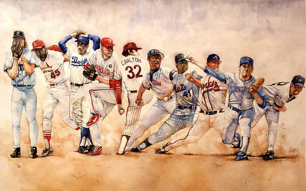 Famous Baseball Pitchers in Action Wall Art