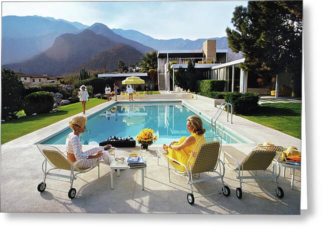 Relaxing by the Mountainous Poolside Greeting Card