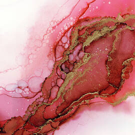 Red Dragon Scales Abstract Ink Painting by Olga Shvartsur