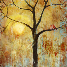 Red Love Birds in a Tree by Blenda Studio