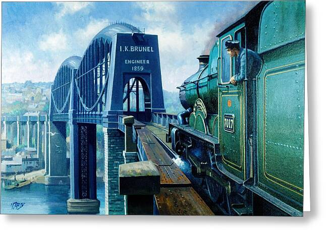 Historic Train on Bridge Greeting Card