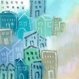 Seaside City- Art by Linda Woods by Linda Woods