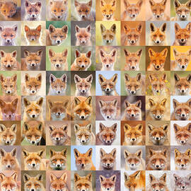 Sixty Four Foxy Faces - Portraits of red foxes by Roeselien Raimond