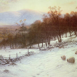 Snow Covered Fields with Sheep by Joseph Farquharson