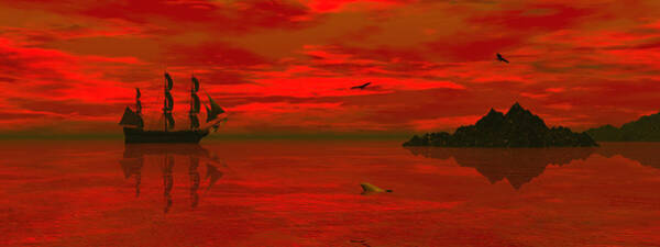 Sailing Ship in Red Sea Wall Art