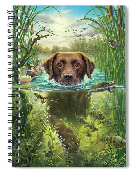 Dog Swimming in Nature Spiral Notebook