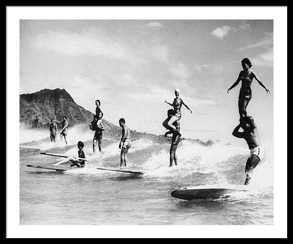 Vintage Surfing Fun Framed Print