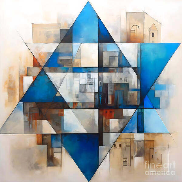Geometric Star of David Composition Wall Art