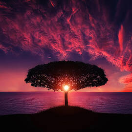 Tree in sunset by Bess Hamiti